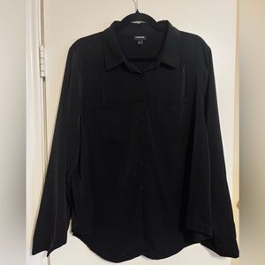 Torrid Classic Black Satin Button Up Shirt